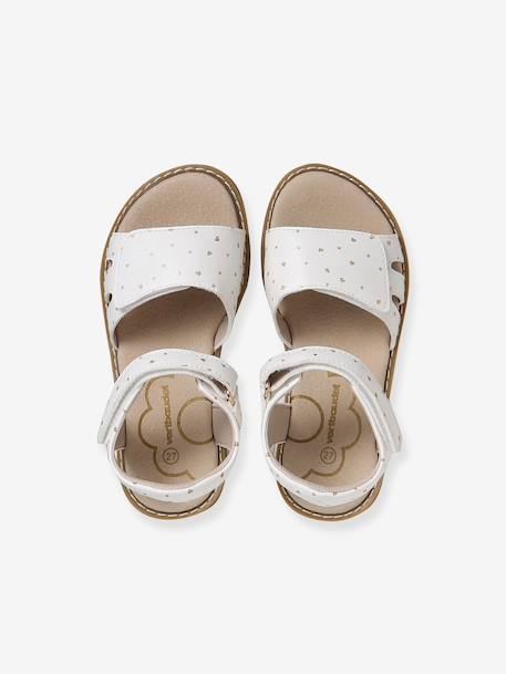 Glittery Hook-and-Loop Sandals for Girls printed white+set blue - vertbaudet enfant 