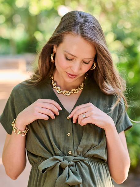 Long Shirt Dress for Maternity & Nursing, ENVIE DE FRAISE beige+black+khaki - vertbaudet enfant 
