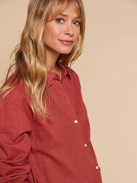 Nightshirt for Maternity & Nursing by ENVIE DE FRAISE emerald green+terracotta - vertbaudet enfant 