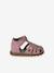 Closed Leather Sandals with Hook-&-Loop Strap for Babies cashew+gold+navy blue+rose - vertbaudet enfant 