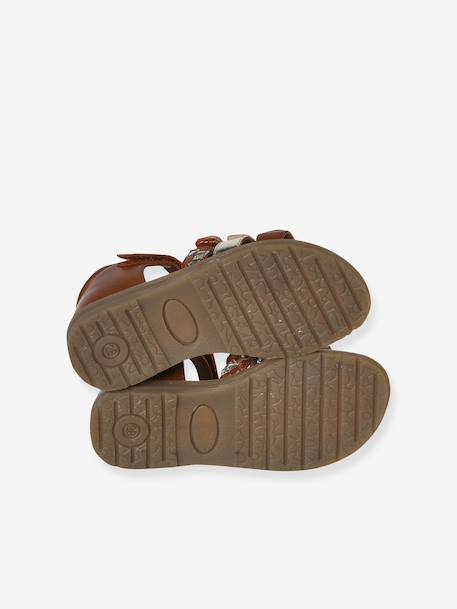 Leather Sandals with Closed Heel for Children, Designed for Autonomy set brown+set pink - vertbaudet enfant 