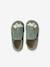 Soft leather baby slippers with zip sage green - vertbaudet enfant 