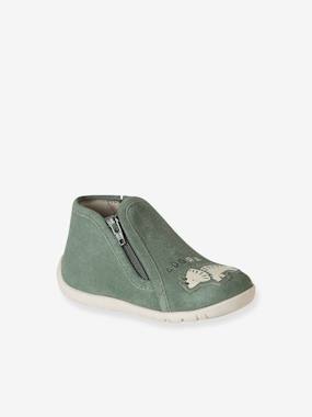 Shoes-Soft leather baby slippers with zip