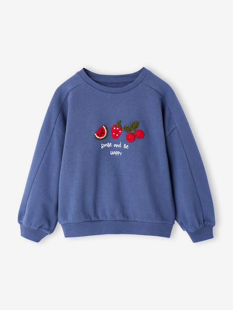 Girls' patterned sweatshirt ecru+indigo+marl grey - vertbaudet enfant 