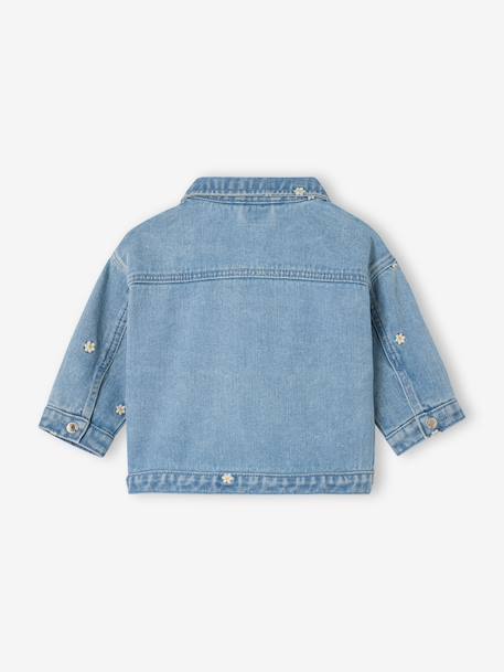 Girl's denim jacket with flowers stone - vertbaudet enfant 