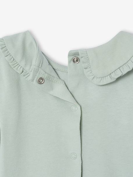 T-shirt bébé manches longues col claudine beige clair+vert d'eau - vertbaudet enfant 