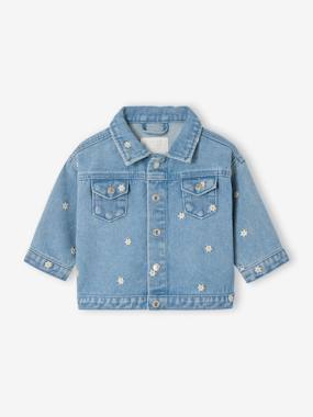 Veste denim bébé fille fleurs  - vertbaudet enfant