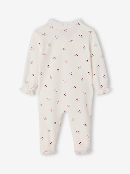 Sleepsuit for newborn girls with a cherry print ecru - vertbaudet enfant 