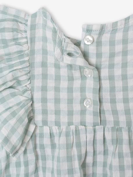 Robe bébé en seersucker carreaux vert+vanille - vertbaudet enfant 