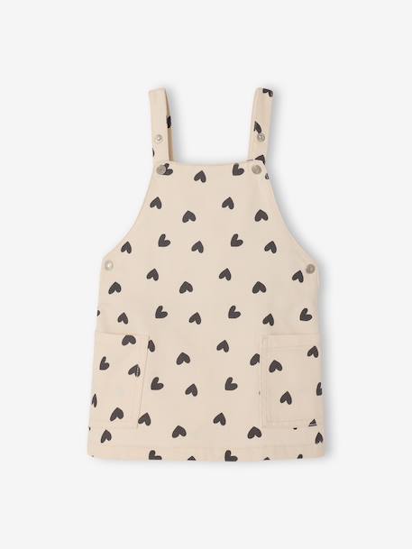 Baby girl's heart dungaree dress ecru - vertbaudet enfant 