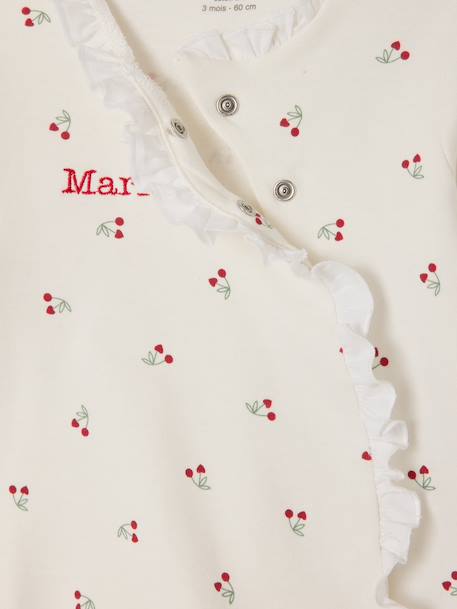 Sleepsuit for newborn girls with a cherry print ecru - vertbaudet enfant 