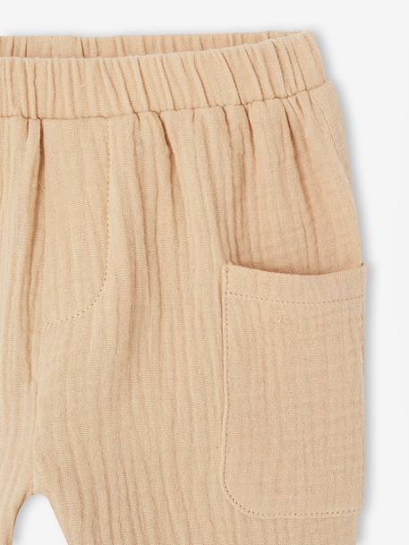 Baby boy's cotton muslin trousers beige - vertbaudet enfant 