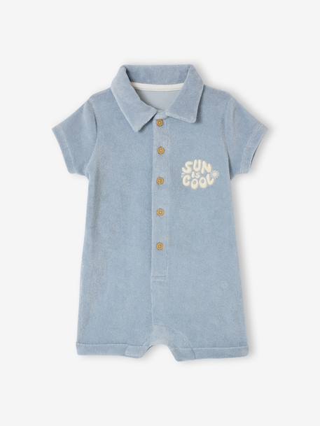 Baby Towelling Playsuit sky blue - vertbaudet enfant 