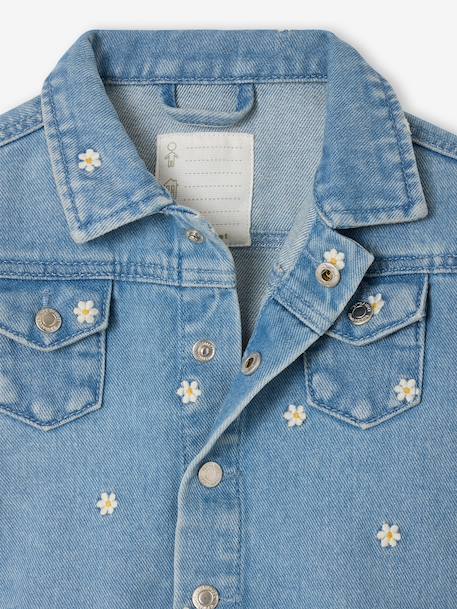 Girl's denim jacket with flowers stone - vertbaudet enfant 