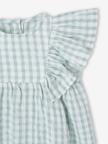 Robe bébé en seersucker carreaux vert+vanille - vertbaudet enfant 