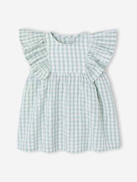 Robe bébé en seersucker carreaux vert+vanille - vertbaudet enfant 