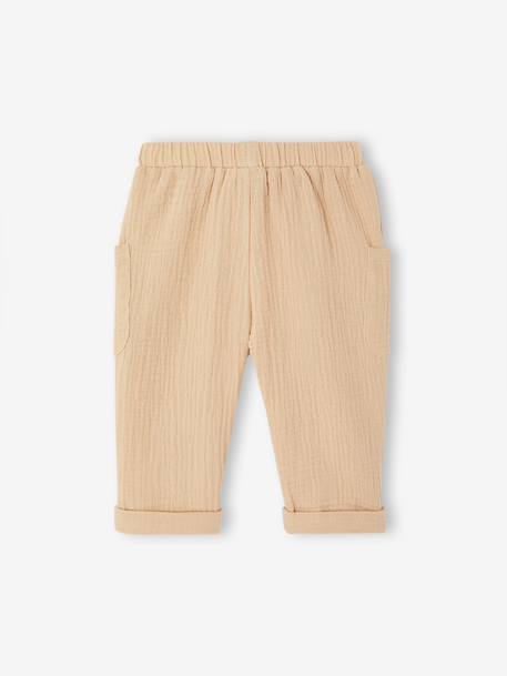 Pantalon bébé garçon gaze coton beige - vertbaudet enfant 