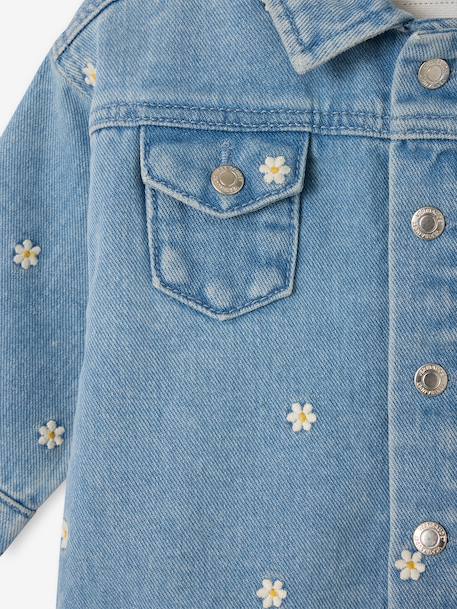 Girl's denim jacket with flowers stone - vertbaudet enfant 