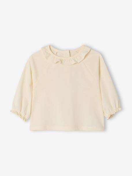 Pack of 2 long-sleeved t-shirts with ruffles ecru - vertbaudet enfant 