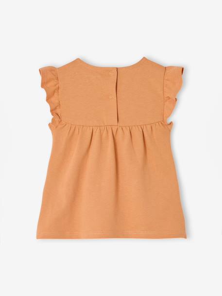 Embroidered short-sleeved T-shirt for baby girls old rose - vertbaudet enfant 