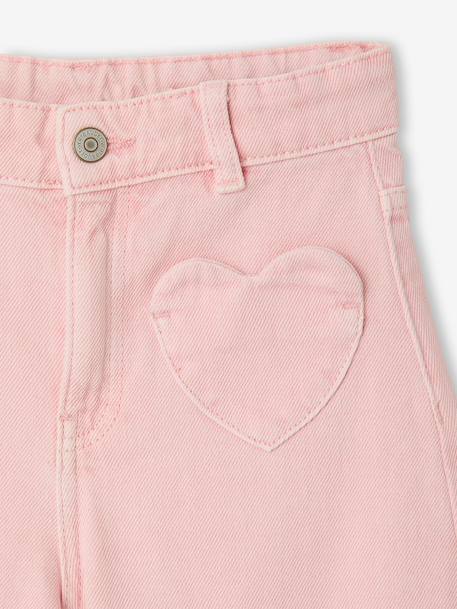Girl's wide-leg trousers with heart pockets pale yellow+rosy - vertbaudet enfant 