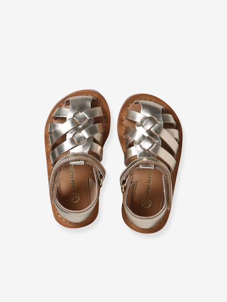 Closed leather sandals gold - vertbaudet enfant 