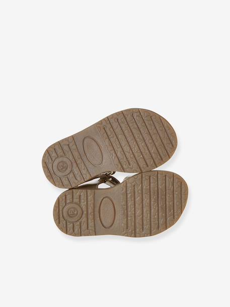 Leather touch-fastening sandals for babies gold - vertbaudet enfant 