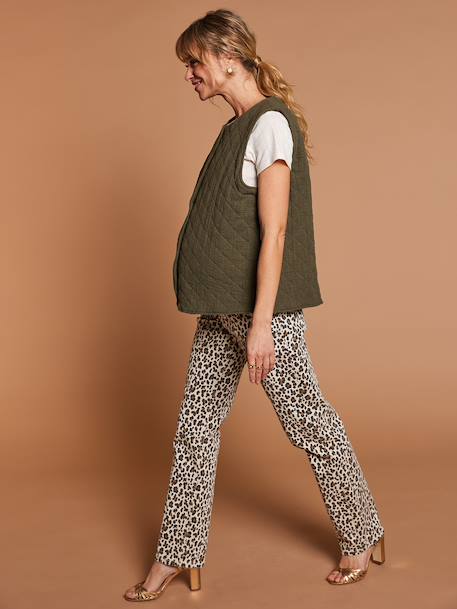 Adaptive Padded Jacket with Kangaroo Panel in Cotton Gauze for Maternity & Post-Maternity by ENVIE DE FRAISE ecru+khaki - vertbaudet enfant 