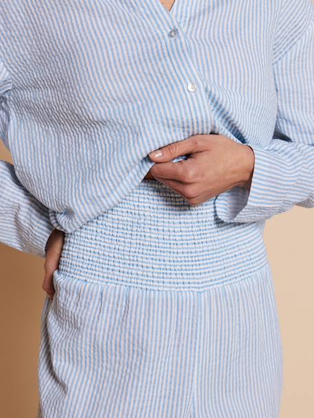 Pyjamas for Maternity in Cotton Gauze, ENVIE DE FRAISE ecru+striped blue - vertbaudet enfant 