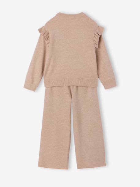 Girl's wide-leg trouser set marl beige - vertbaudet enfant 