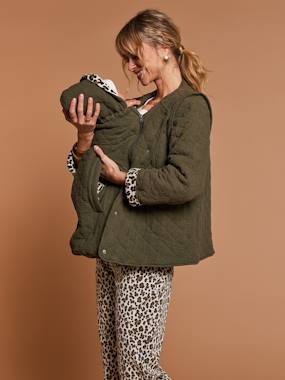 Maternity-Adaptive Padded Jacket with Kangaroo Panel in Cotton Gauze for Maternity & Post-Maternity by ENVIE DE FRAISE
