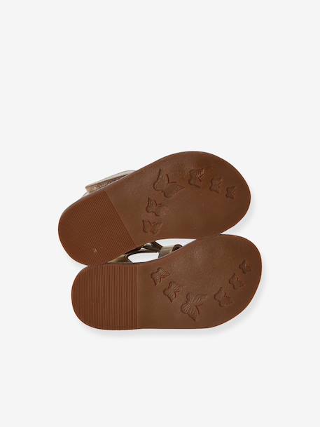 Closed leather sandals gold - vertbaudet enfant 