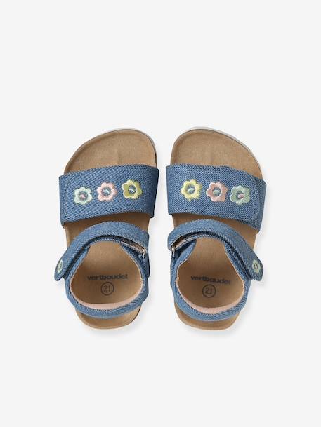 Textile baby sandals with hook and loop straps denim blue - vertbaudet enfant 