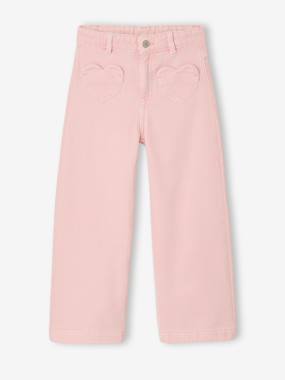-Girl's wide-leg trousers with heart pockets 