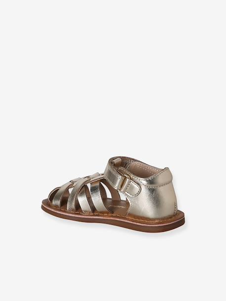 Closed leather sandals gold - vertbaudet enfant 