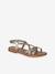 Girls' leather touch-fastening sandals gold - vertbaudet enfant 