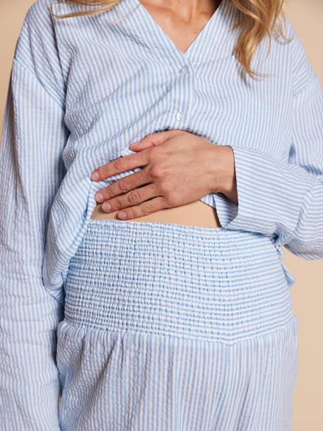 Pyjamas for Maternity in Cotton Gauze, ENVIE DE FRAISE ecru+striped blue - vertbaudet enfant 