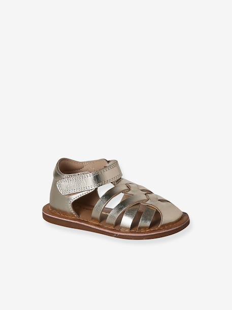 Closed leather sandals gold - vertbaudet enfant 