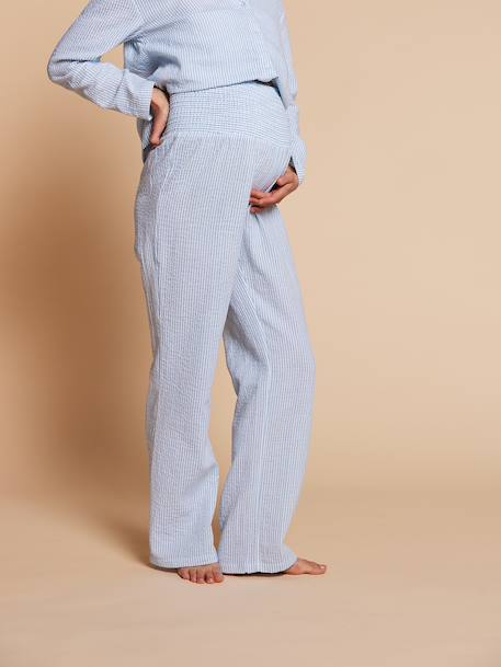 Pyjamas for Maternity in Cotton Gauze, ENVIE DE FRAISE ecru+striped blue - vertbaudet enfant 
