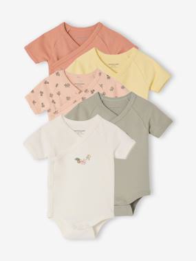 -Lot 5 bodies manches courtes fleuris
