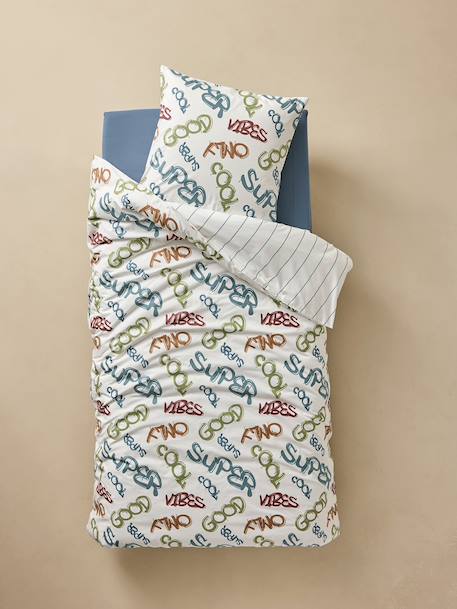 Duvet Cover & Pillowcase Set with Recycled Cotton, BASKETBALL ecru - vertbaudet enfant 