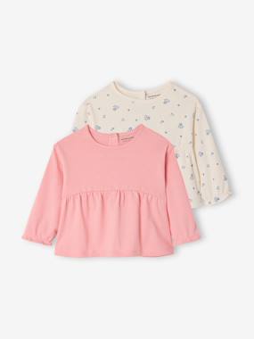 Lot 2 T-shirts manches longues bébé - vertbaudet enfant Bébé-T-shirt, sous-pull-Lot 2 T-shirts manches longues bébé