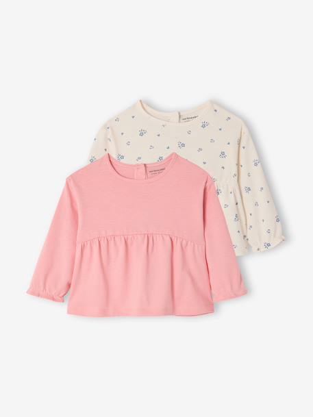 Pack of 2 long-sleeved baby t-shirts rose - vertbaudet enfant 