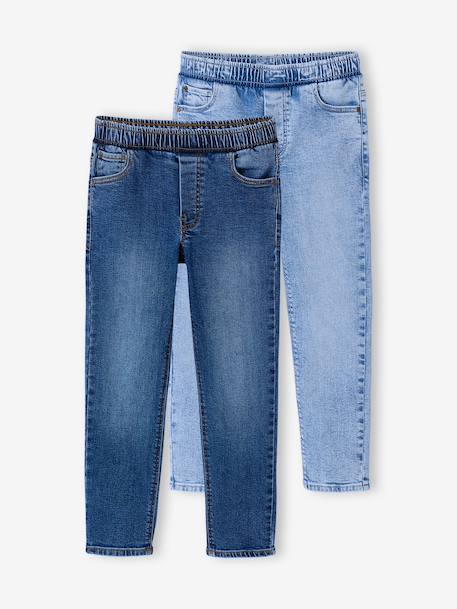 Lot 2 jeans garçon slim denim gris+double stone+stone - vertbaudet enfant 