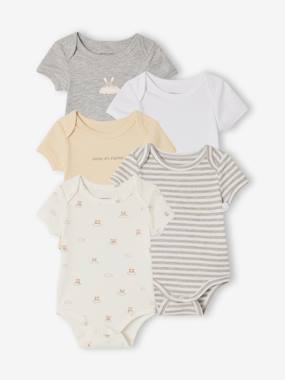 Baby-Bodysuits-Pack of 5 short-sleeved bodysuit rabbit cloud 