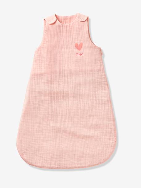 Summer Baby Sleeping Bag in Organic Cotton* Gauze, No Lining coral+grey blue - vertbaudet enfant 