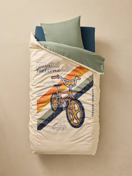 Parure housse de couette et taie d'oreiller enfant BMX sable - vertbaudet enfant 