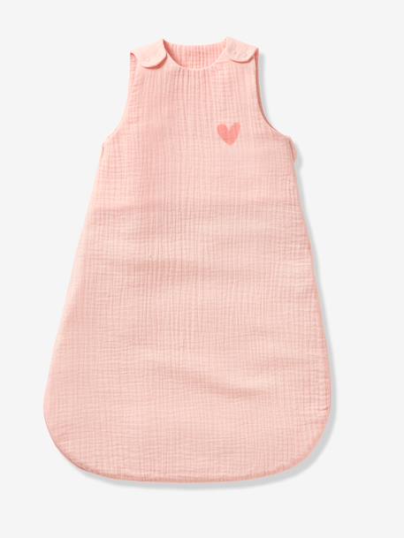 Summer Baby Sleeping Bag in Organic Cotton* Gauze, No Lining coral+grey blue - vertbaudet enfant 