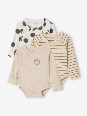 Baby-Bodysuits-Pack of 3 long-sleeved newborn bodysuits 