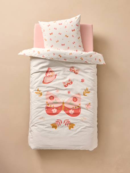 Duvet Cover & Pillowcase Set with Recycled Cotton, FLIGHT printed pink - vertbaudet enfant 